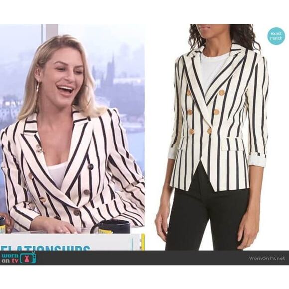 Veronica Beard Pinstripe Empire Dickey Jacket/Blazer White/Navy Size US 2 - Picture 6 of 11